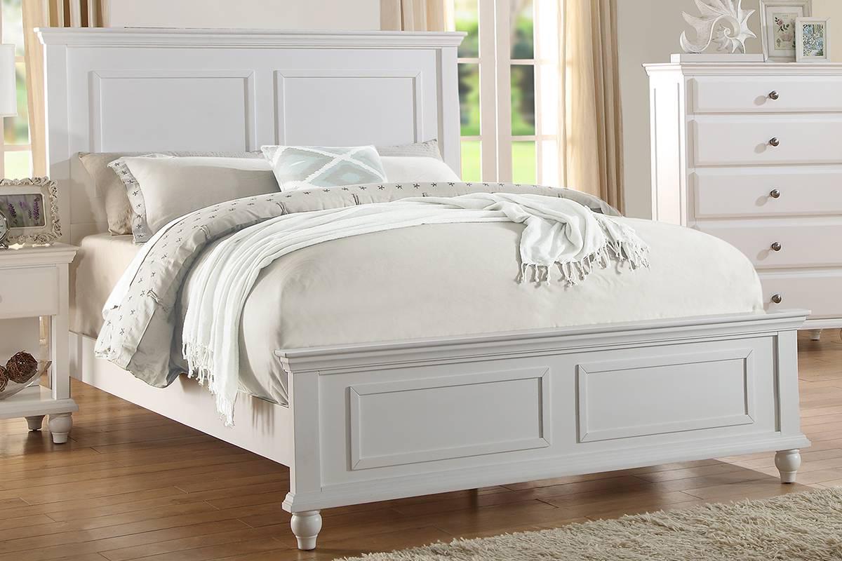

    
White Solid Wood C.King Bed F9270 Poundex Modern
