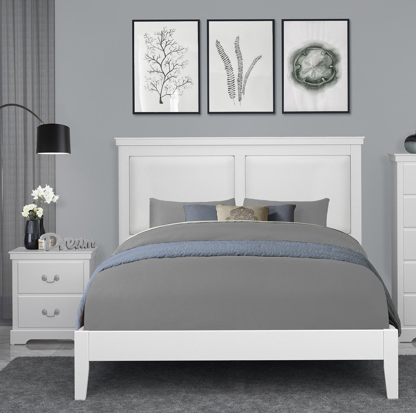 

    
Modern White Wood Full Bedroom Set 3pcs Homelegance 1519WHF-1* Seabright
