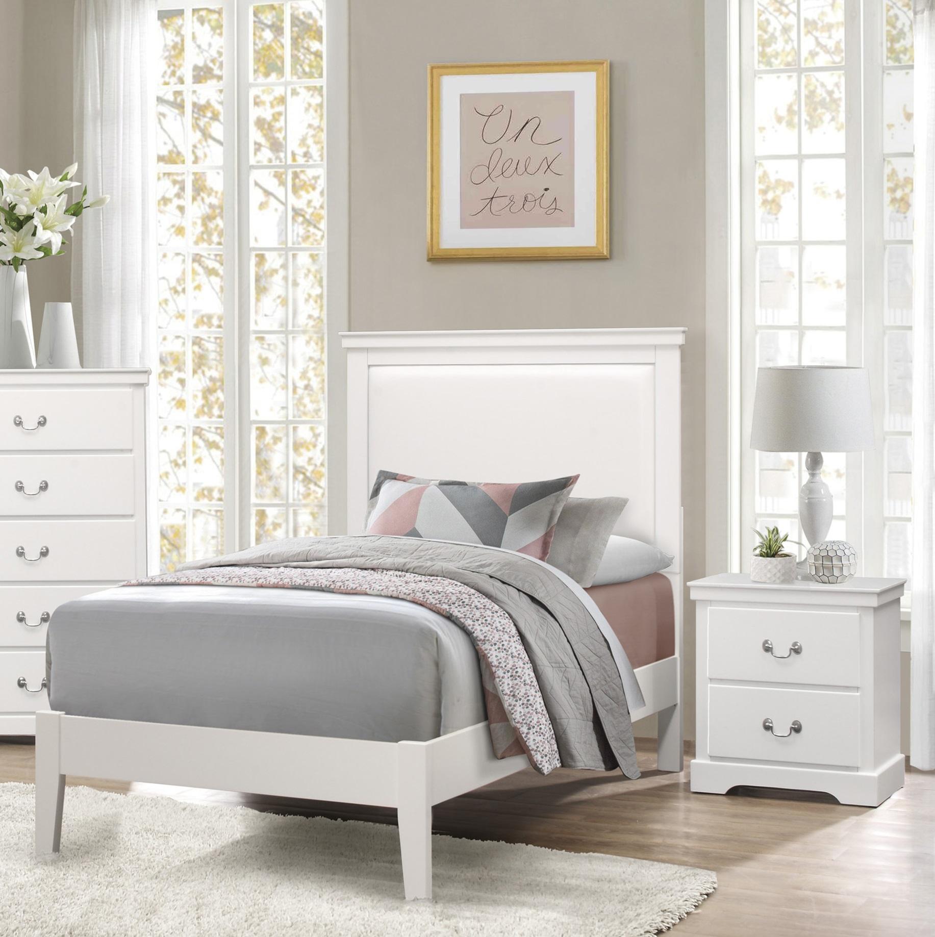 Modern Bedroom Set 1519WHT-1-3PC Seabright 1519WHT-1-3PC in White Faux Leather
