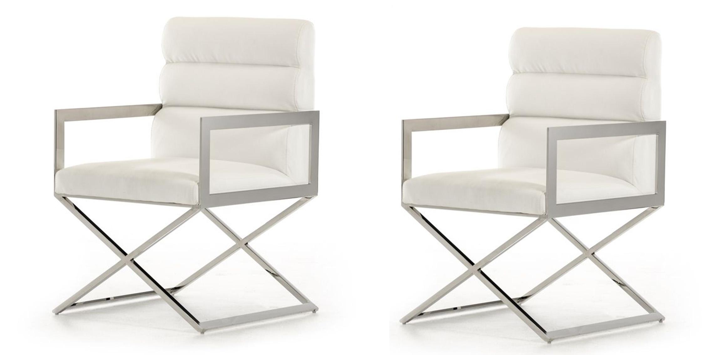 Modern Dining Chair Set Modrest Capra VGVCB8108VG-WHT in White Eco Leather
