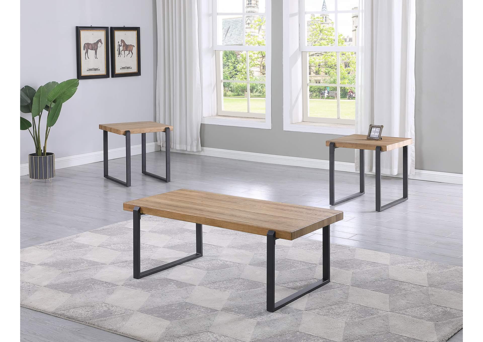 Contemporary Coffee Table and 2 End Tables Bradwell 3273SET in Natural 