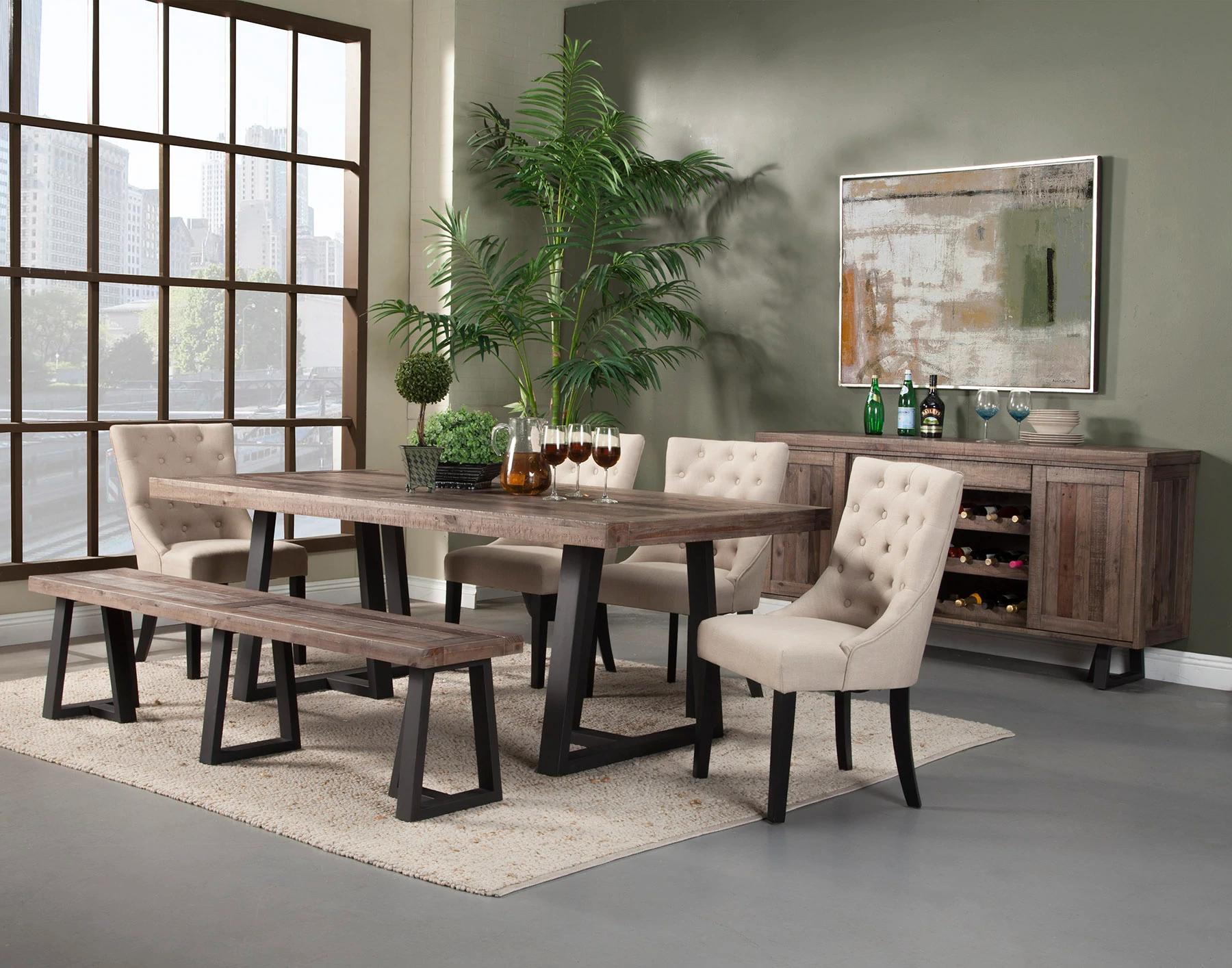 Traditional, Rustic Dining Table PRAIRIE 1568-01 in Natural, Black 