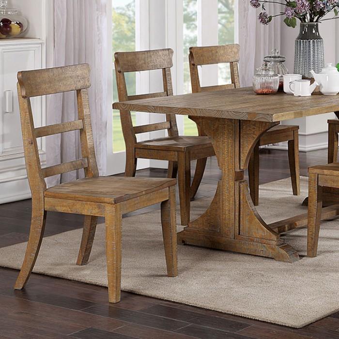 

    
Natural Tone Rustic Trestle Base Dining Table Furniture of America CM3389NT-T Leonidas
