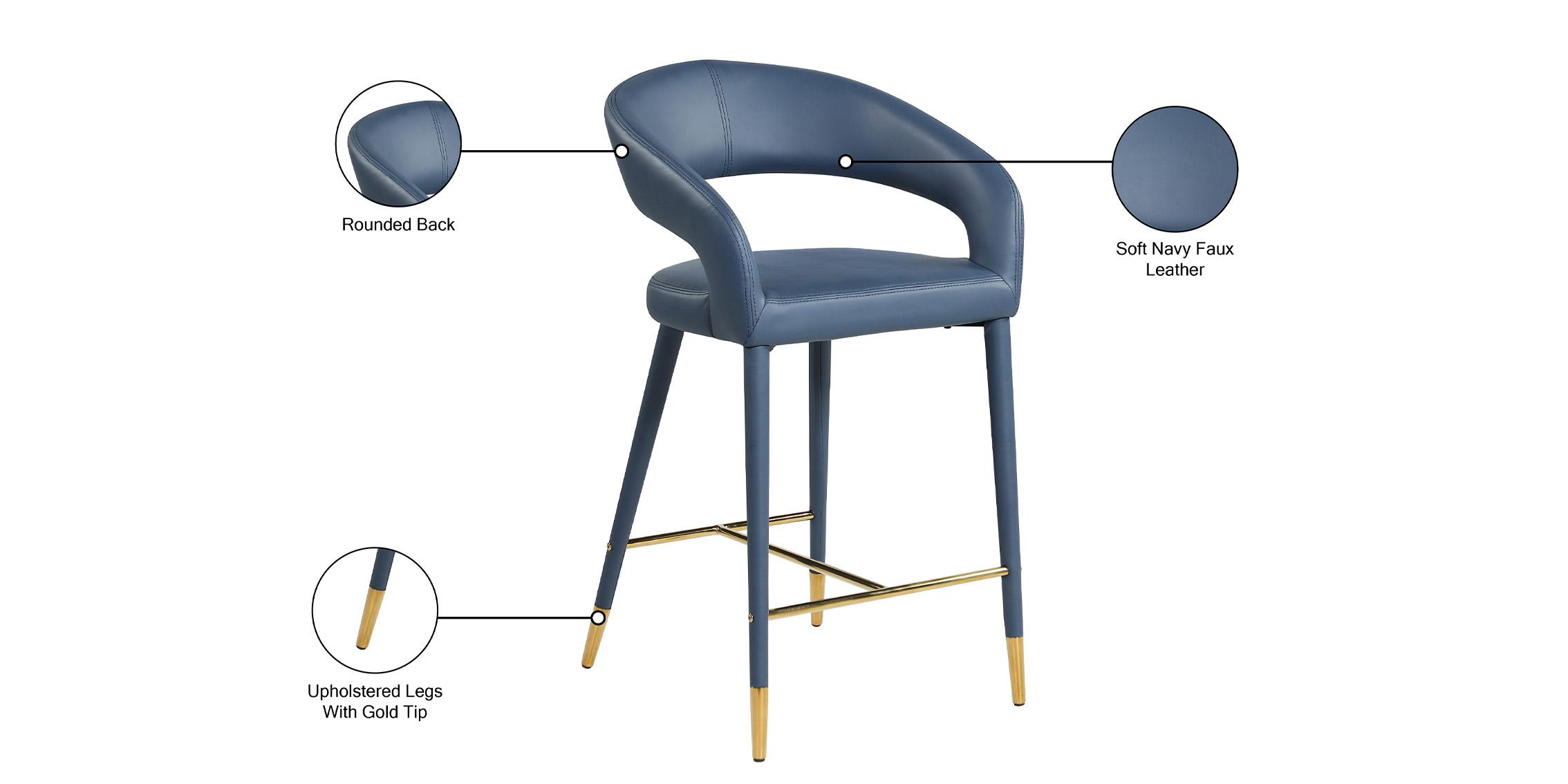

        
Meridian Furniture DESTINY 541Navy-C Counter Stools Set Navy/Gold Faux Leather 094308263724
