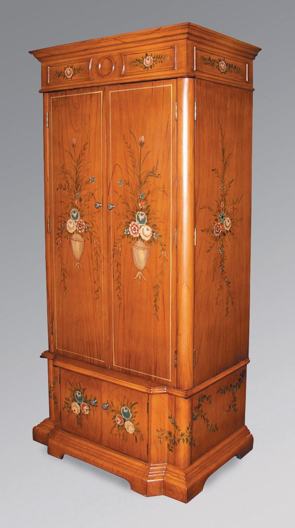 

    
Old World Oak Wardrobe Dresser With Floral Design AA Importing 47530 Classic
