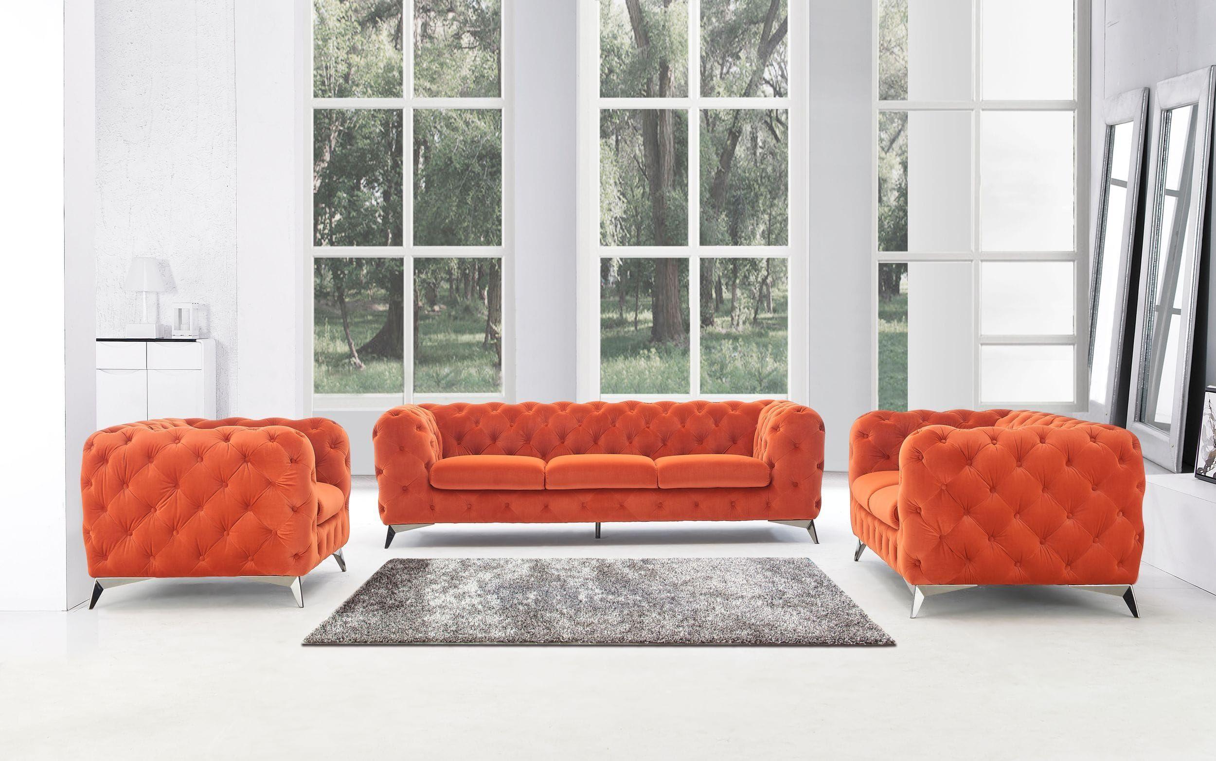 

    
Orange Velour Tufted Sofa Divani Casa Delilah VIG Contemporary Modern
