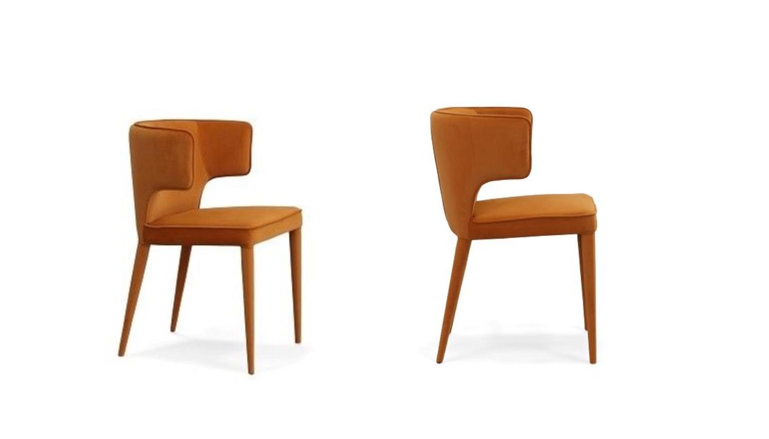 Contemporary, Modern Dining Chair Set Lucero VGYFDC1021F-ORG-DC-2pcs in White, Orange Fabric