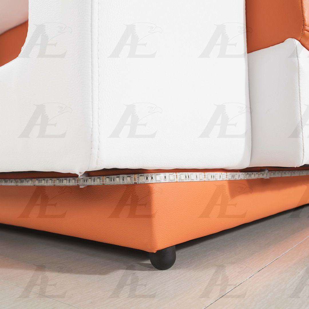 

    
AE-LD800L-ORG.W Orange & White Faux Leather Sectional Set 4Pc RIGHT American Eagle AE-LD800-OR.W
