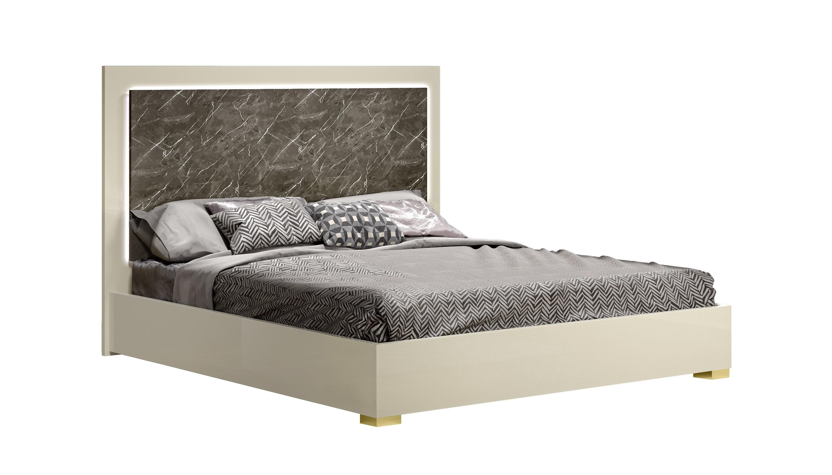 Contemporary Platform Bed Sonia SKU 18554-Q in White, Gray 