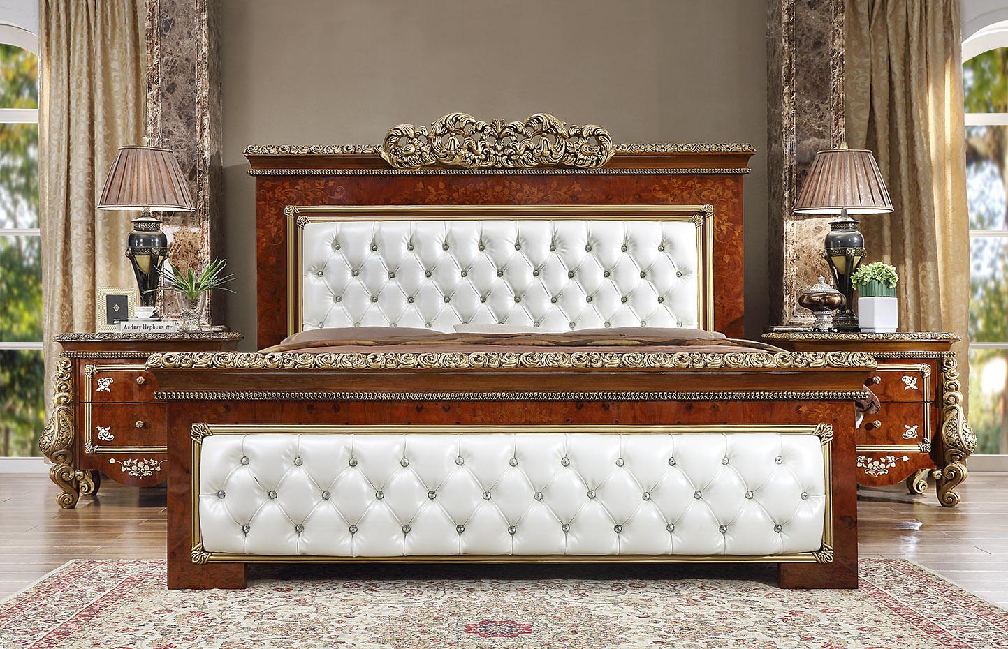

    
Perfect Brown & Gold King Bedroom Set 5Pcs Traditional Homey Design HD-1803
