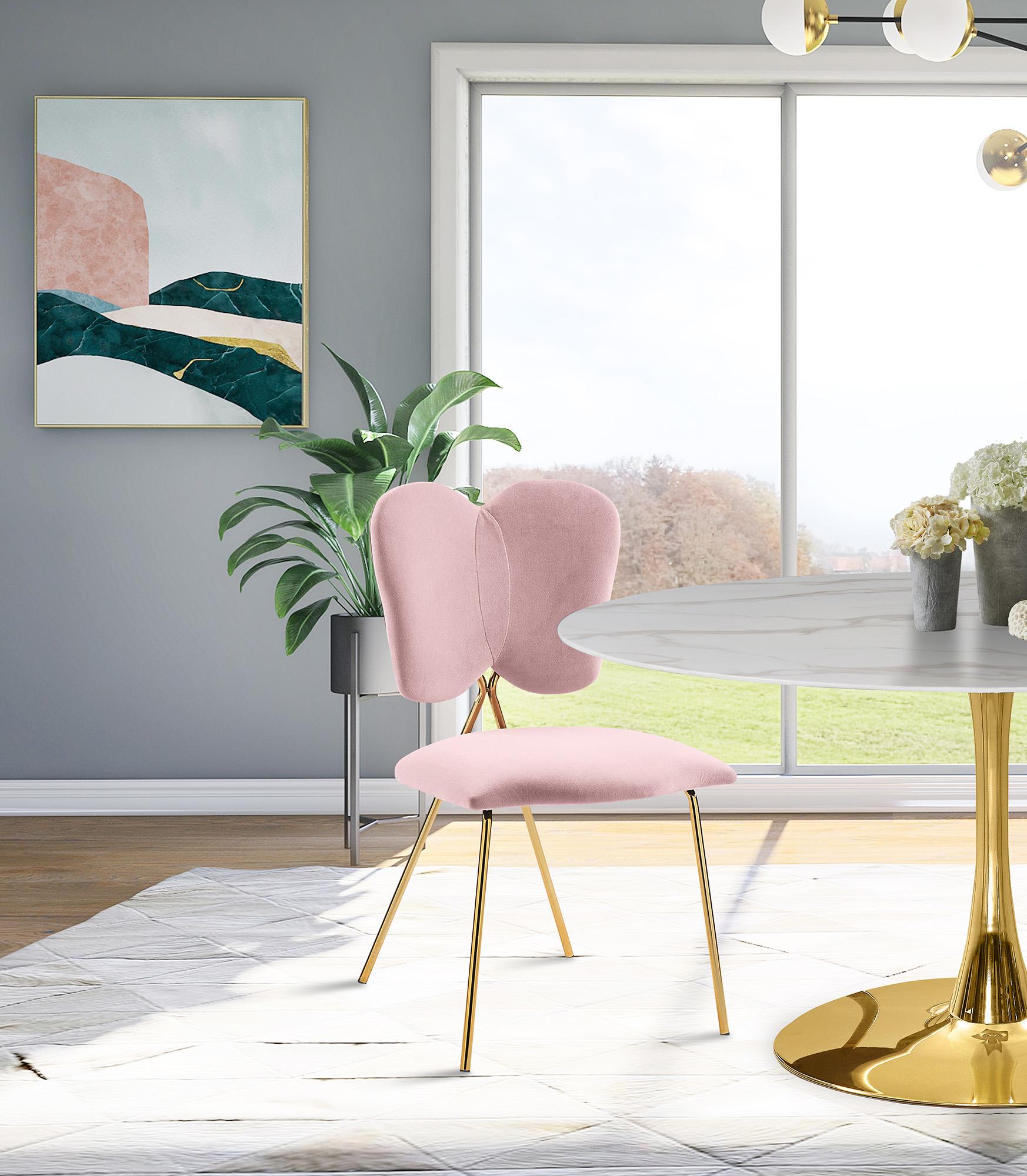 

    
Pink Velvet & Gold Iron Dining Chair Set 2Pcs ANGEL 780Pink-C Meridian Modern
