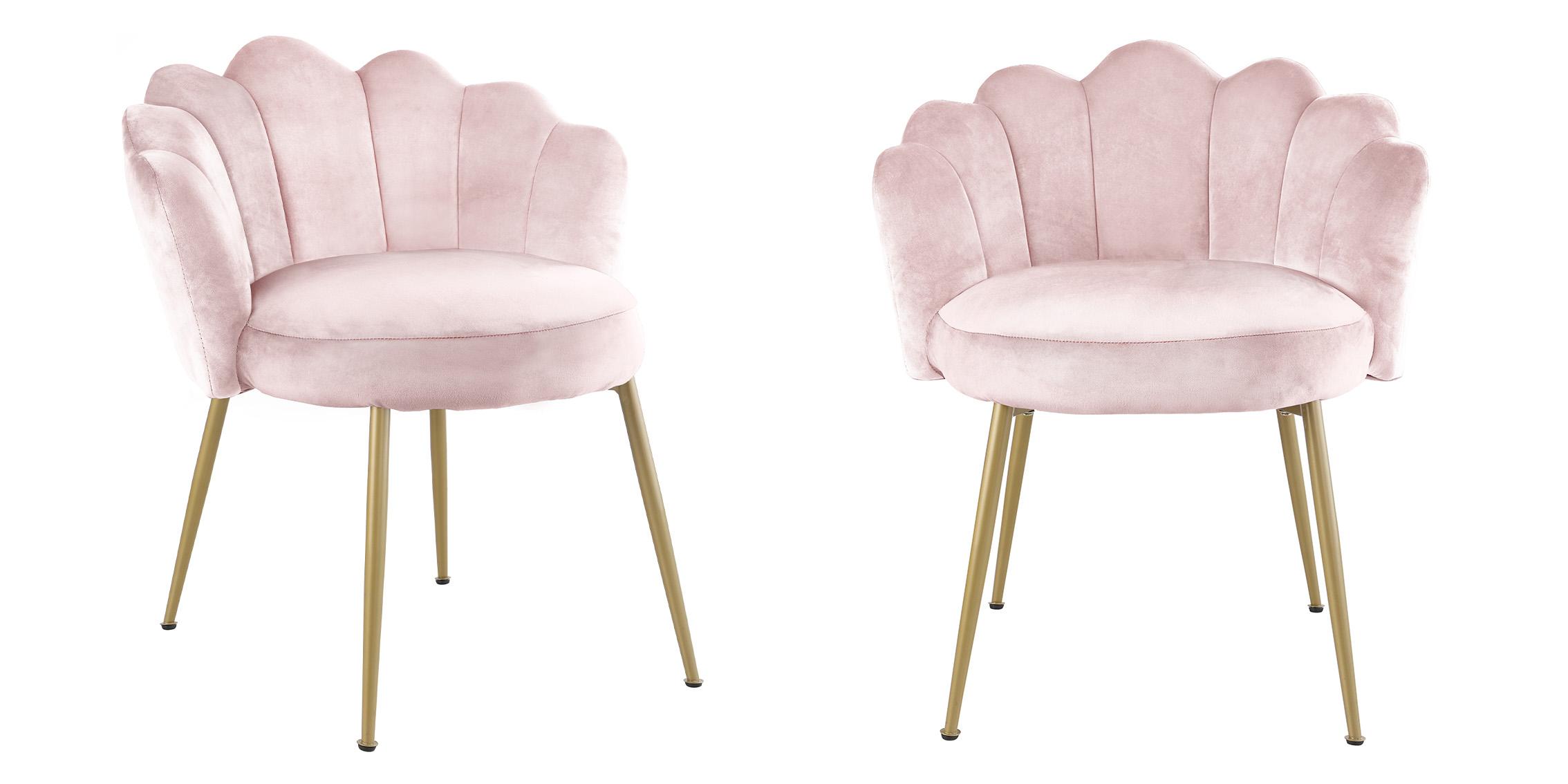 Contemporary Arm Chair Set CLAIRE 748Pink-C 748Pink-C-Set-2 in Pink Velvet
