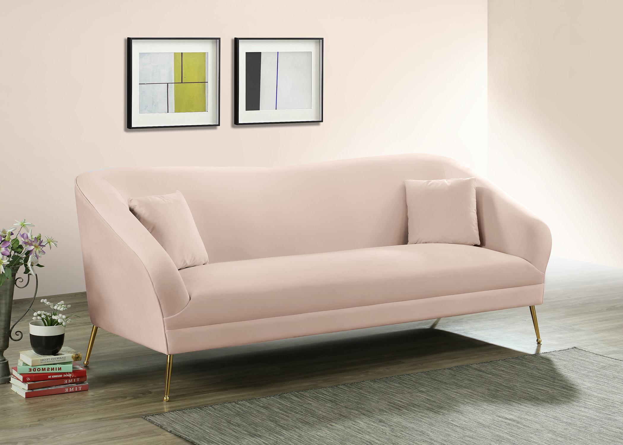 

    
Pink Velvet Curved Sofa HERMOSA 658Pink-S Meridian Mid-Century Modern
