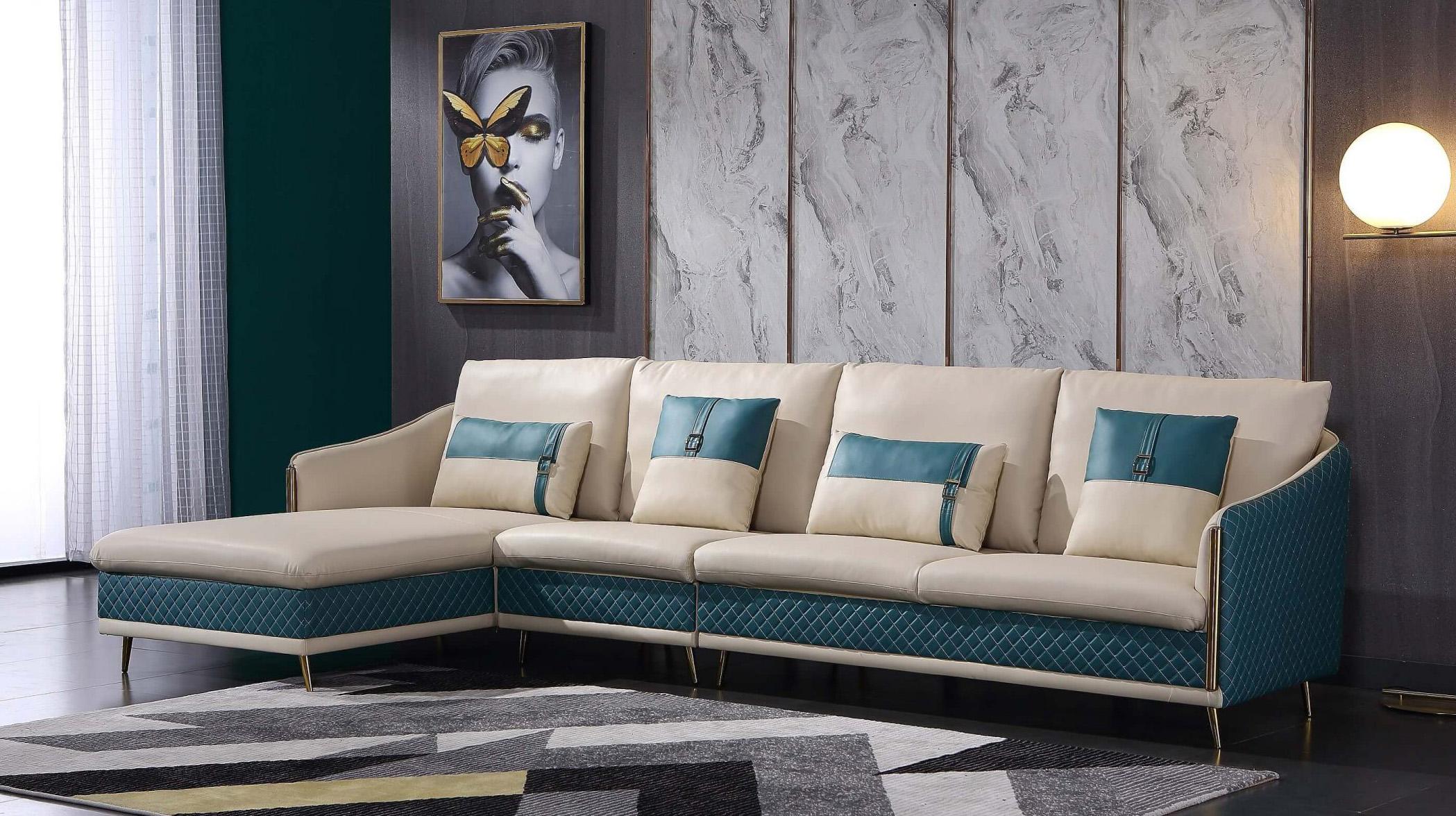 

    
Off White & Blue Leather 4-Seater Sectional LHC ICARO EUROPEAN FURNITURE
