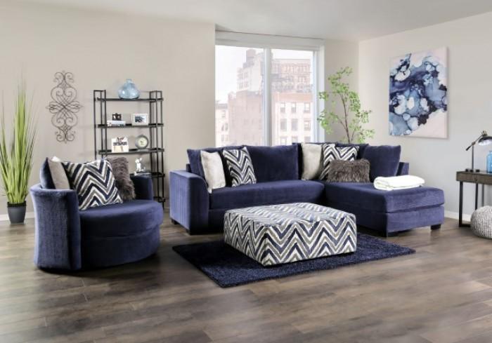 Transitional Sectional Sofa and Ottoman Griswold SM5151-Set-2 in Purple Fabric
