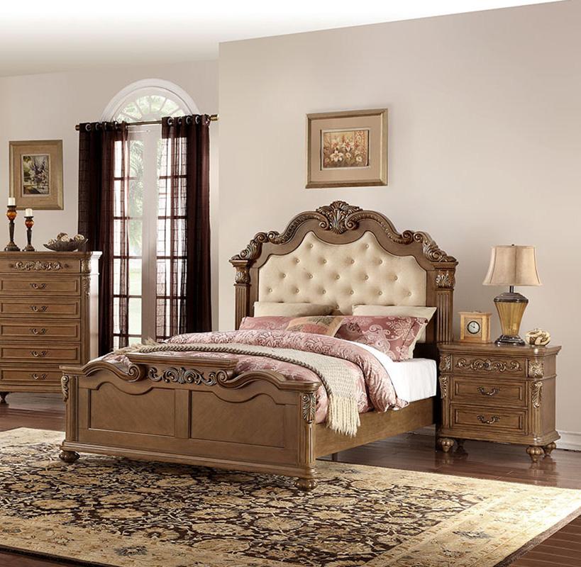 Modern Panel Bed F9388Q F9388Q in Brown Faux Leather