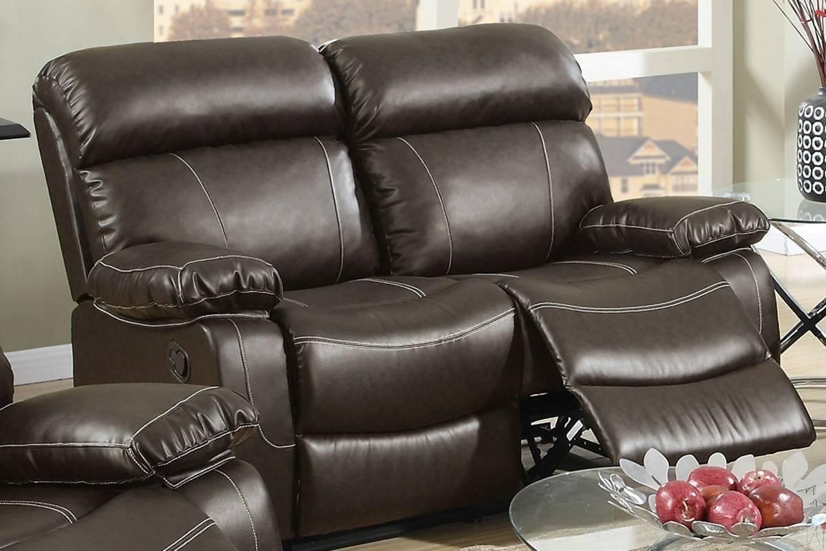 

    
Reclining Living Room Set 2 pcs in Espresso Bonded Leather Modern Poundex F6719
