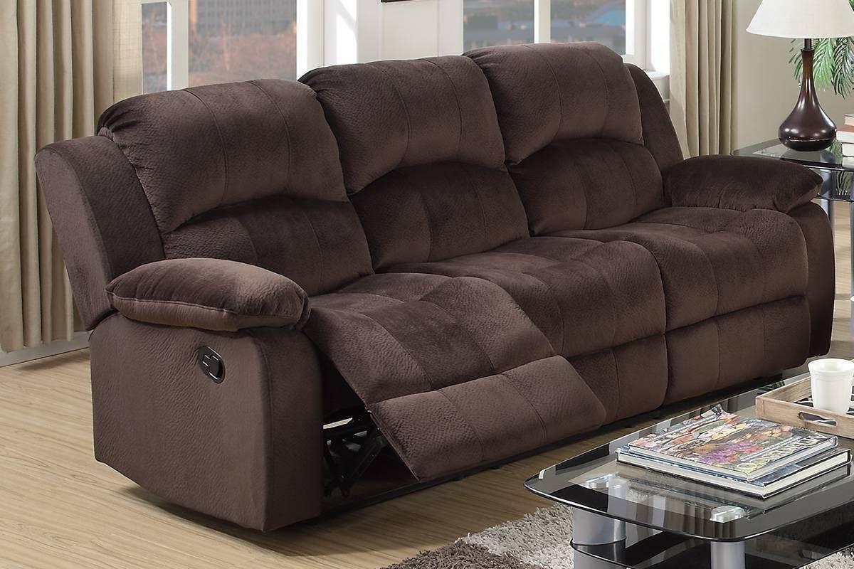 

    
Reclining Living Room Set 3 pcs in Chocolate Suede Modern Poundex F6711
