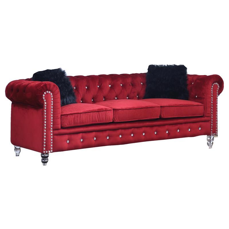 Modern Sofa Sahara Red 3035RESAH in Red Fabric