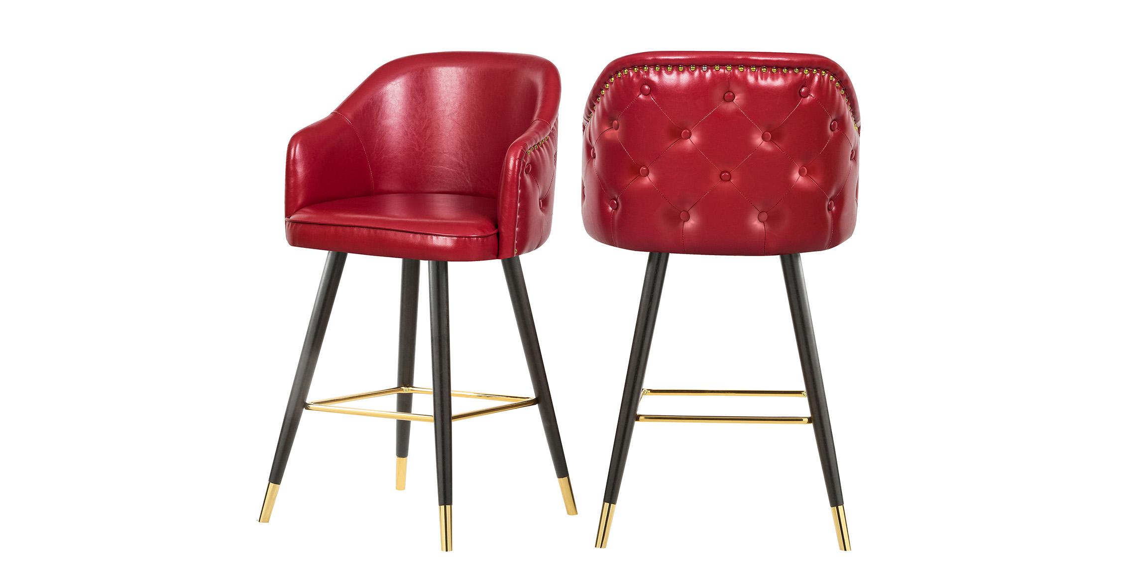 

    
RED Faux Leather Counter Stool Set 2Pcs BARBOSA 900Red-C Meridian Modern
