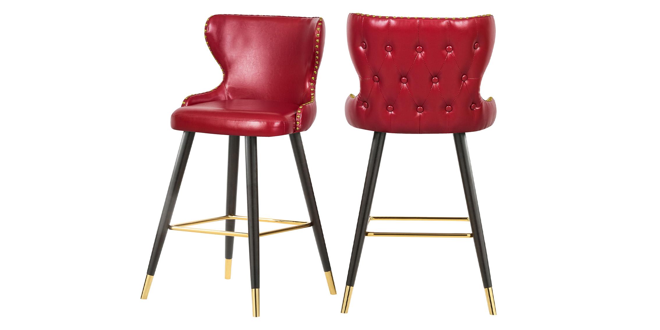 Contemporary, Modern Counter Stool Set HENDRIX 962Red-C 962Red-C in Red Faux Leather