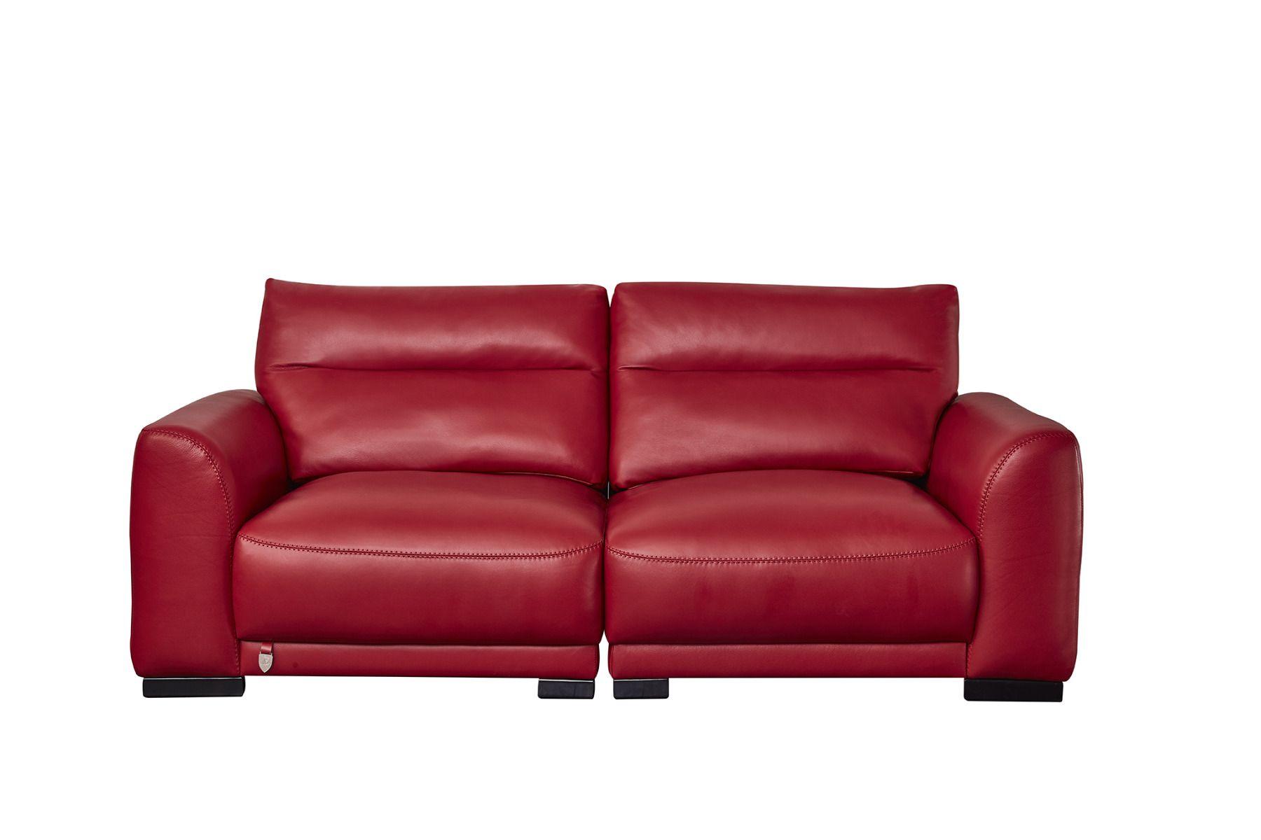 Contemporary Sofa EK8012-RED EK8012-RED-SF in Red Leather