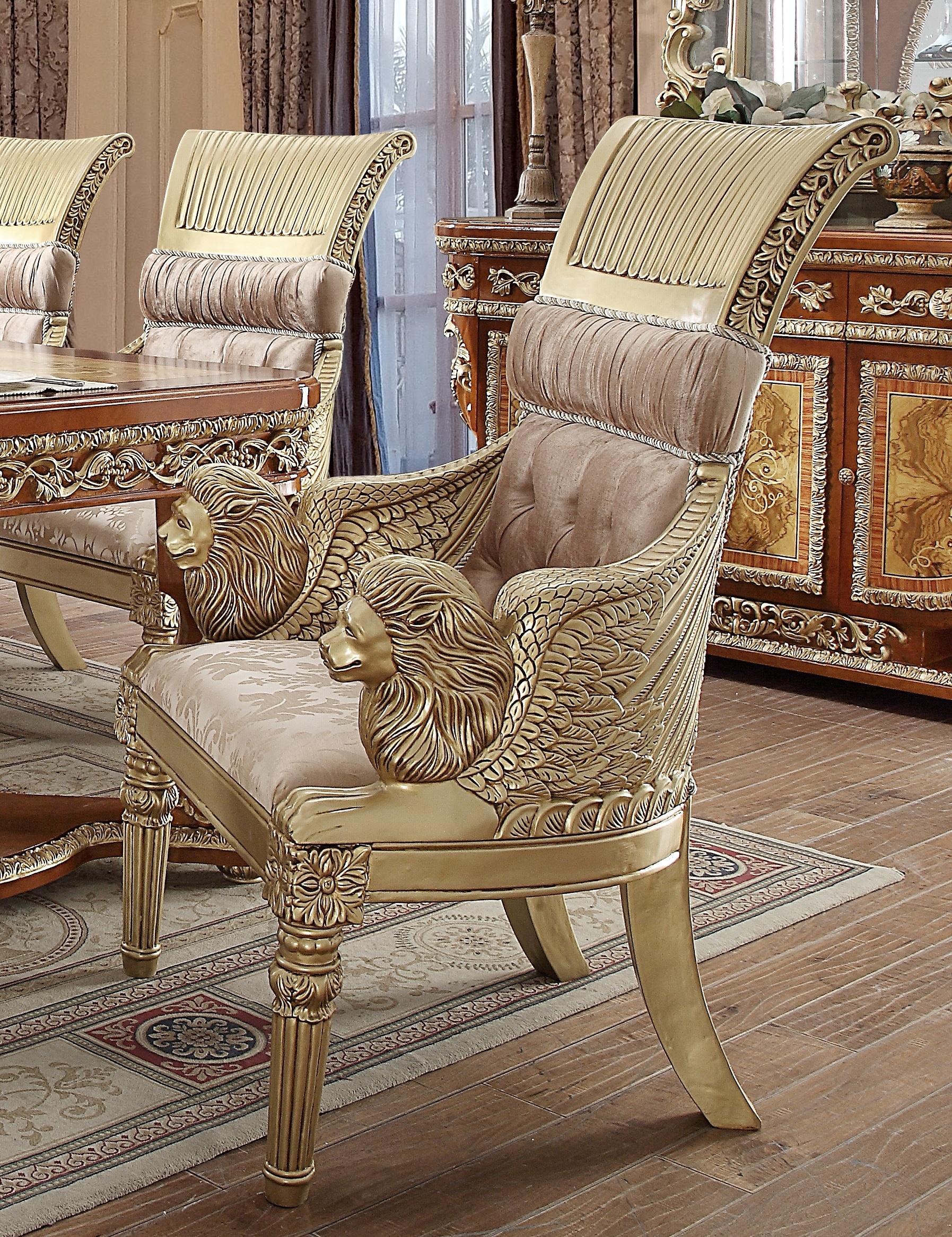 Traditional Dining Side Chair HD-CH8024 HD-CH8024-Set-2 in Tan, Gold, Beige Fabric
