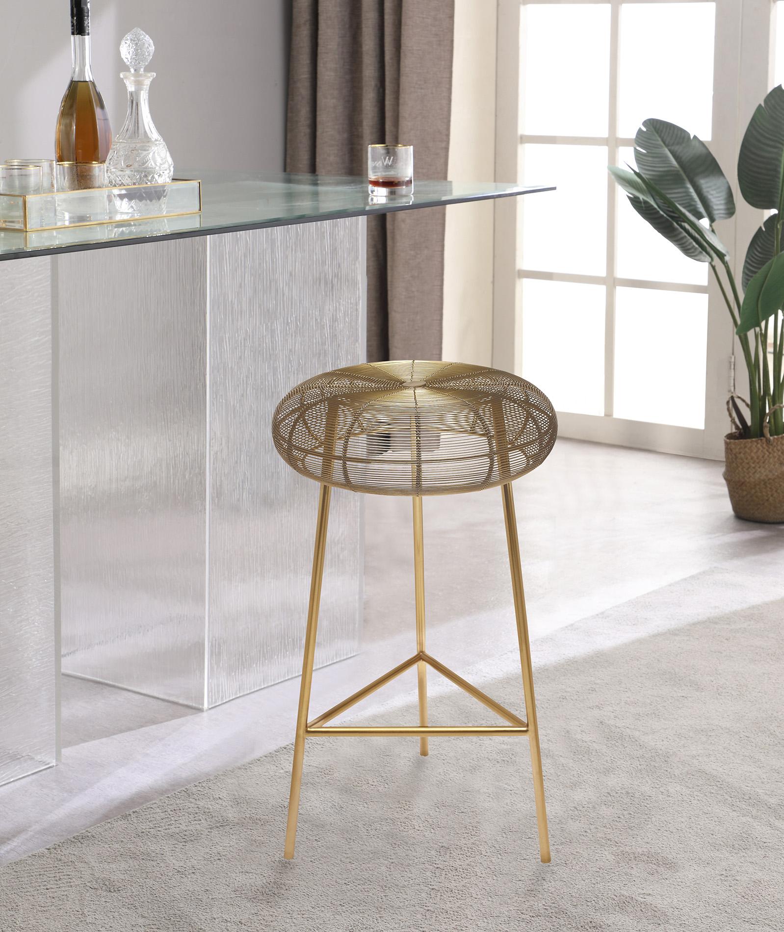 

    
Rich Gold Metal Counter Stool Set 2Pcs TUSCANY Meridian Contemporary Modern
