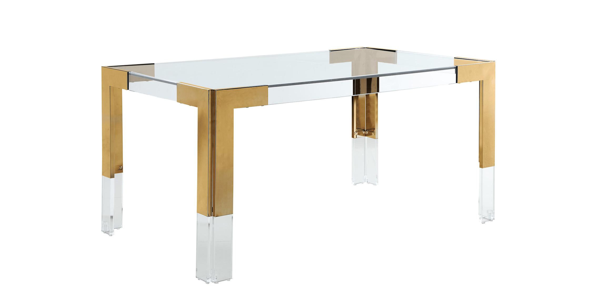 Contemporary, Modern Dining Table CASPER 715-T 715-T in Clear, Gold 