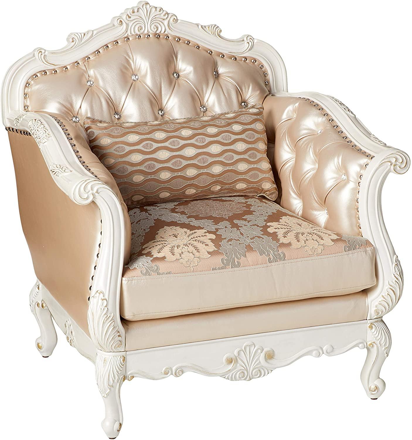 

        
Acme Furniture Chantelle 53540 Sofa Love Chair Pearl White/Platinum Fabric 00840412013591
