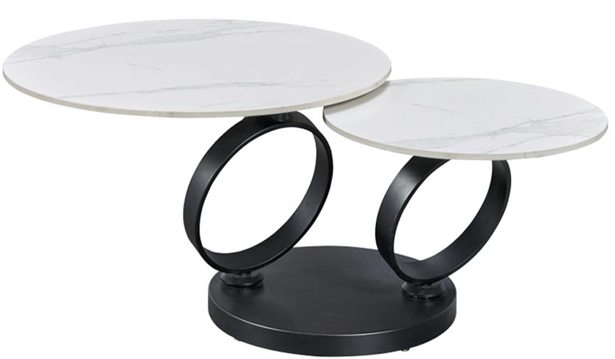 

    
Rotating Marble Top Black Matt Steel Base Coffee Table Made in Italy ESF 129
