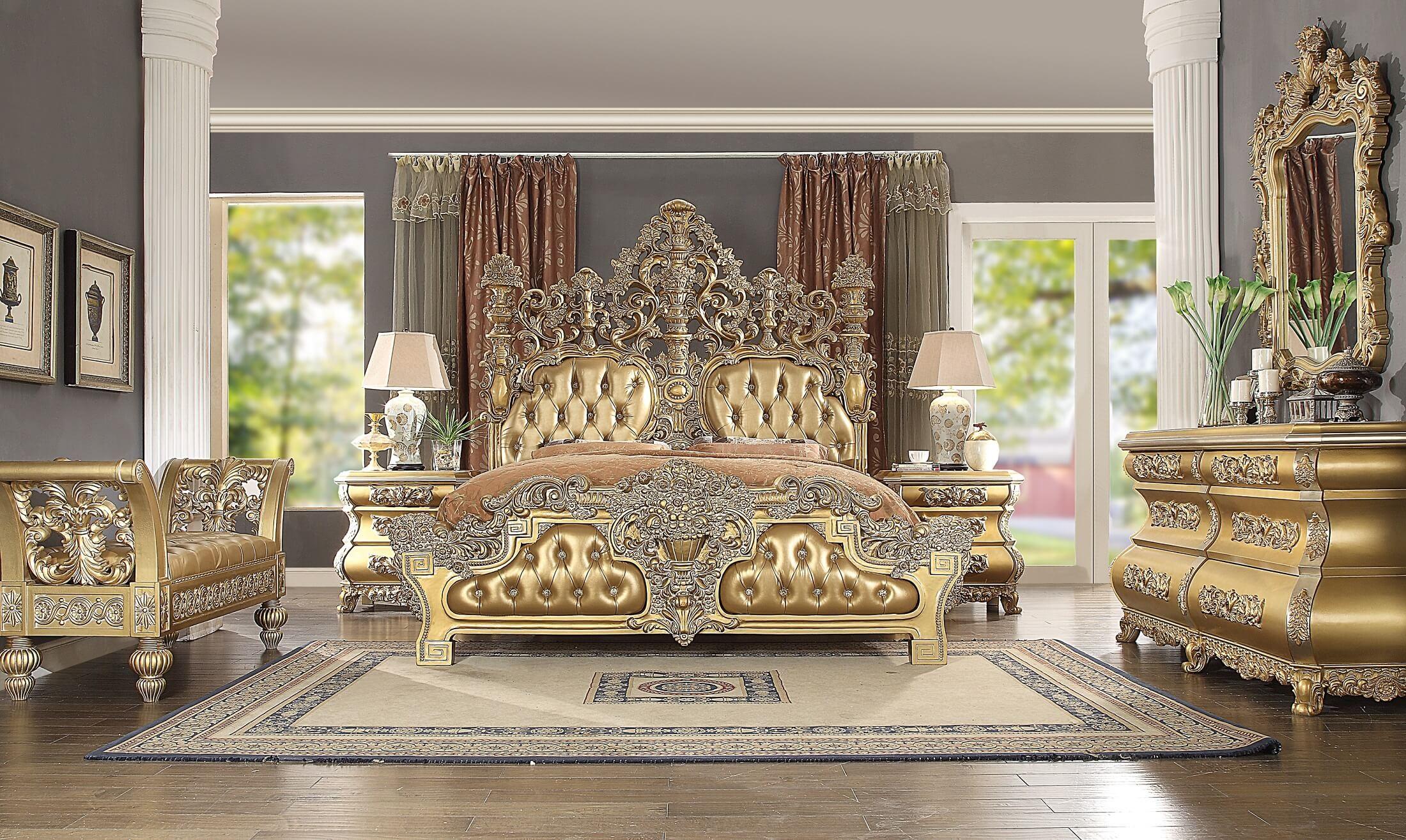 

    
Royal Gold KING Bedroom Set 5Pcs Carved Wood Seville BD00451EK ACME Traditional
