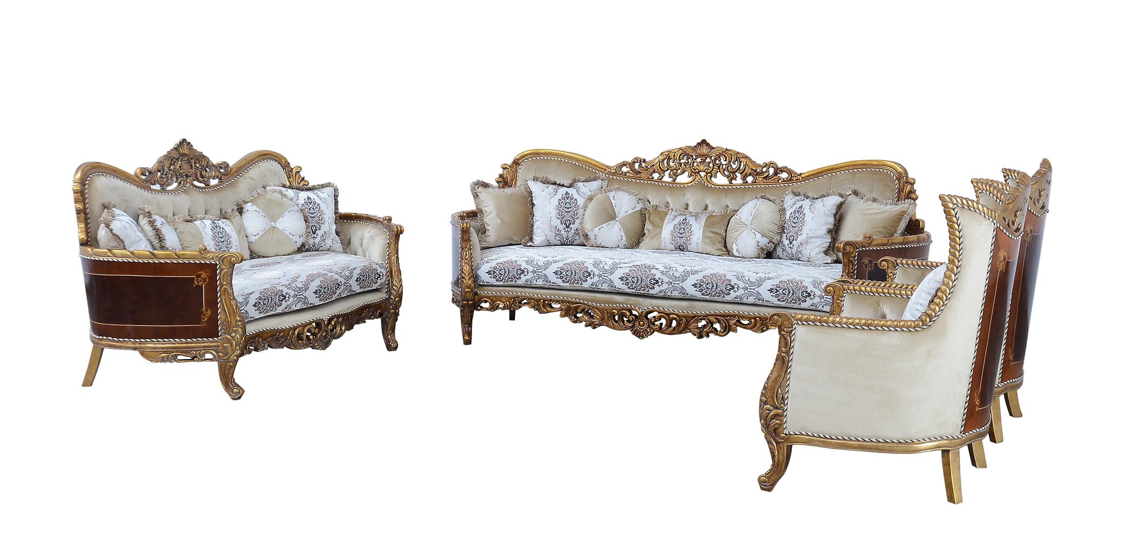 Classic, Traditional Sofa Set MAGGIOLINI 31054-Set-4 in Antique, Bronze, Beige Fabric