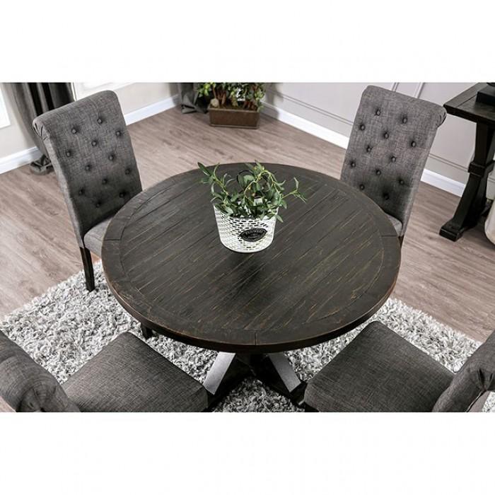 

    
Rustic Antique Black & Gray Round Dining Table Set 5pcs Furniture of America Alfred
