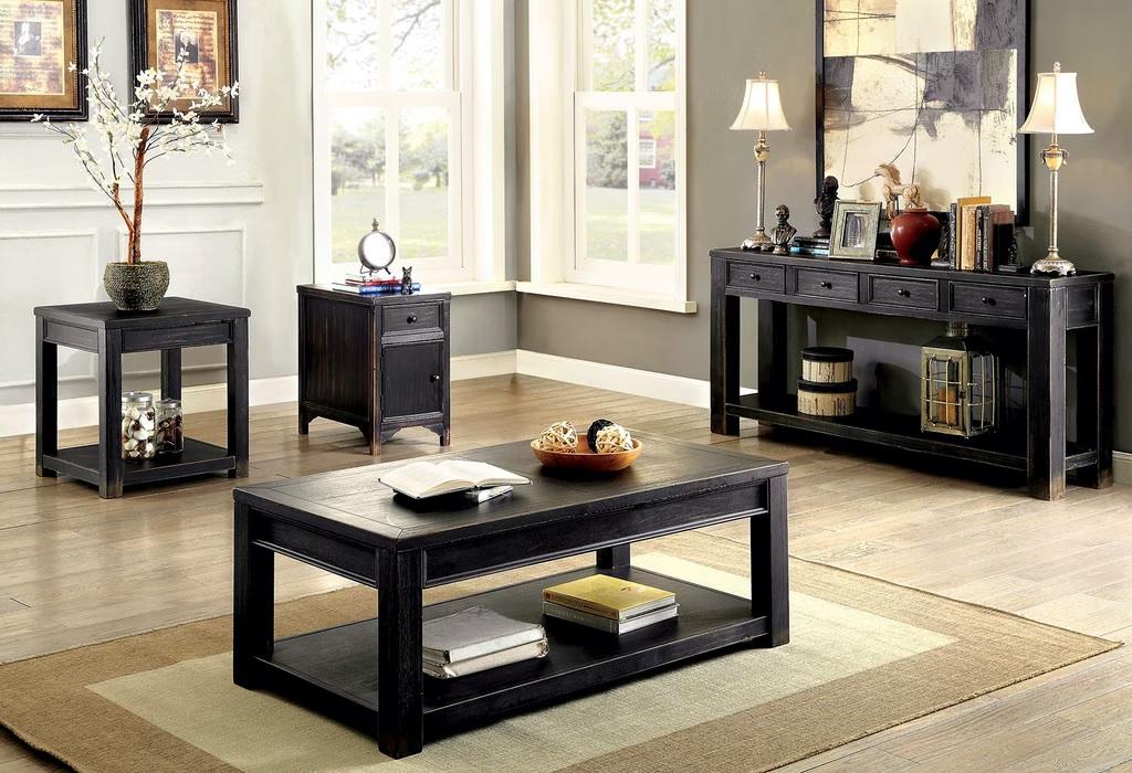 

    
Rustic Antique Black Solid Wood Coffee Table Furniture of America CM4327C Meadow
