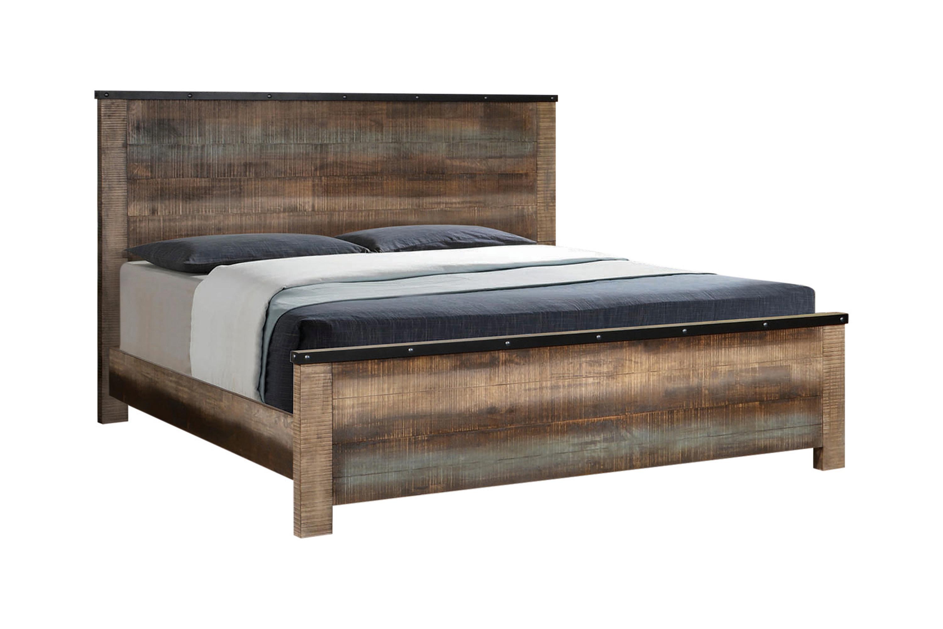 

    
Rustic Antique Multi Solid Wood Queen Bedroom Set 3pcs Coaster 205091Q Sembene
