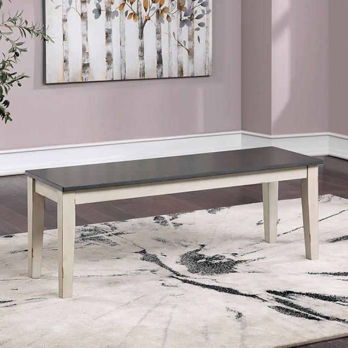Rustic Dining Bench CM3478WH-BN Frances CM3478WH-BN in White, Gray 