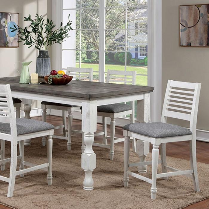 

    
Rustic Antique White/Gray Solid Wood Dining Table Furniture of America Сalabria FOA3908T
