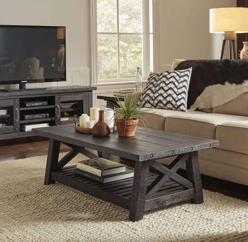 

    
Rustic Black Pine Finish Solid Wood Coffee Table YOSEMITE by Modus Furniture
