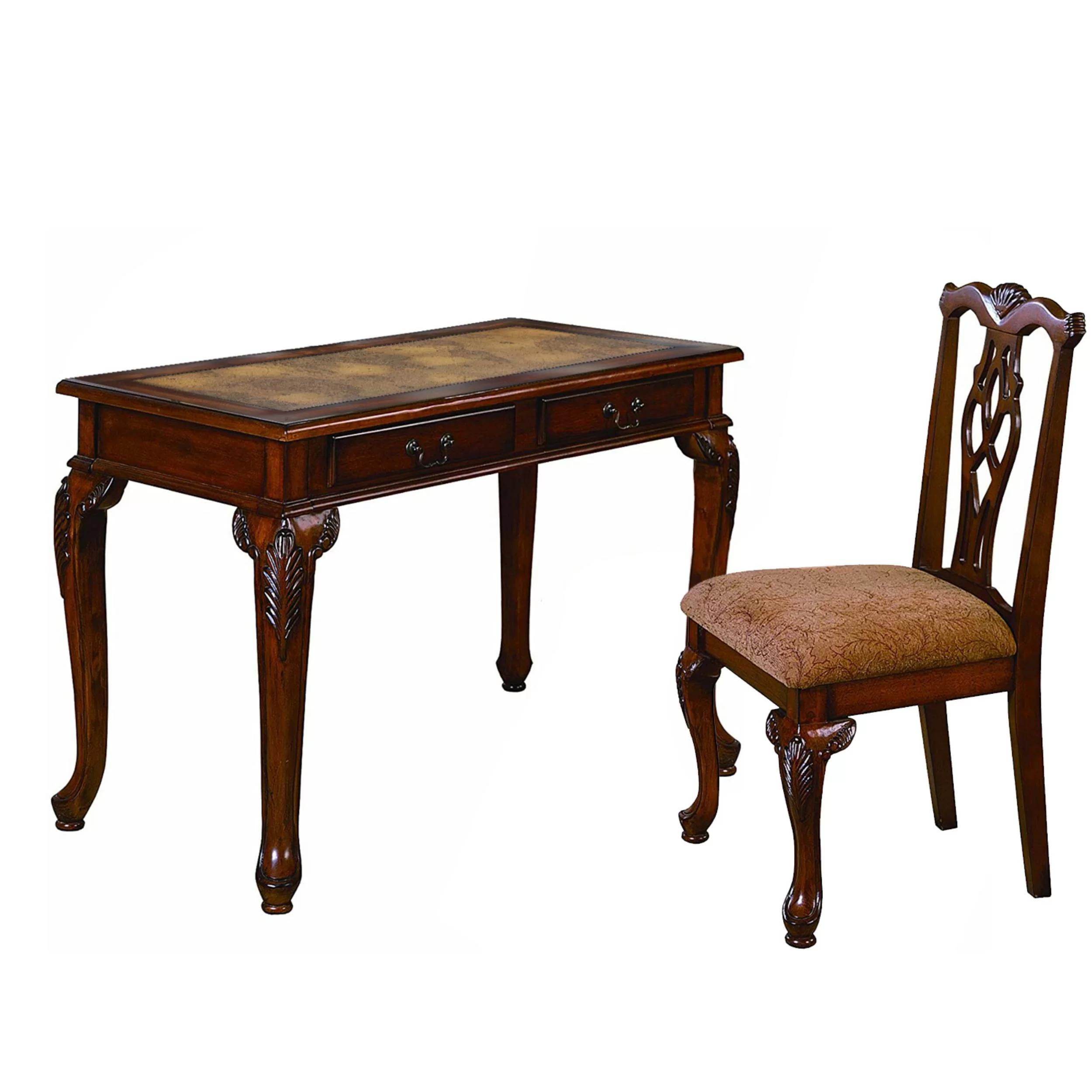 

    
Rustic Brown Oak Writing Desk with Chair by Crown Mark Fairfax 5205SET
