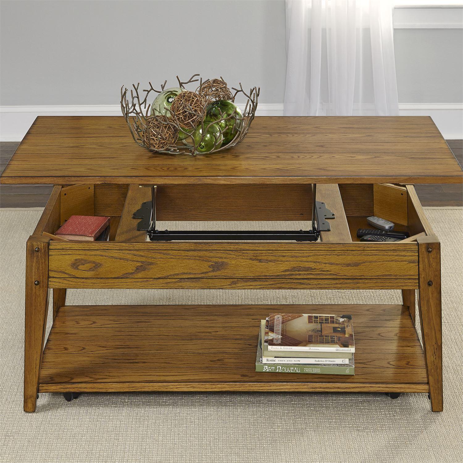 

    
Rustic Oak Finish Wood Lift Top Cocktail Table 110-OT1015 Liberty Furniture
