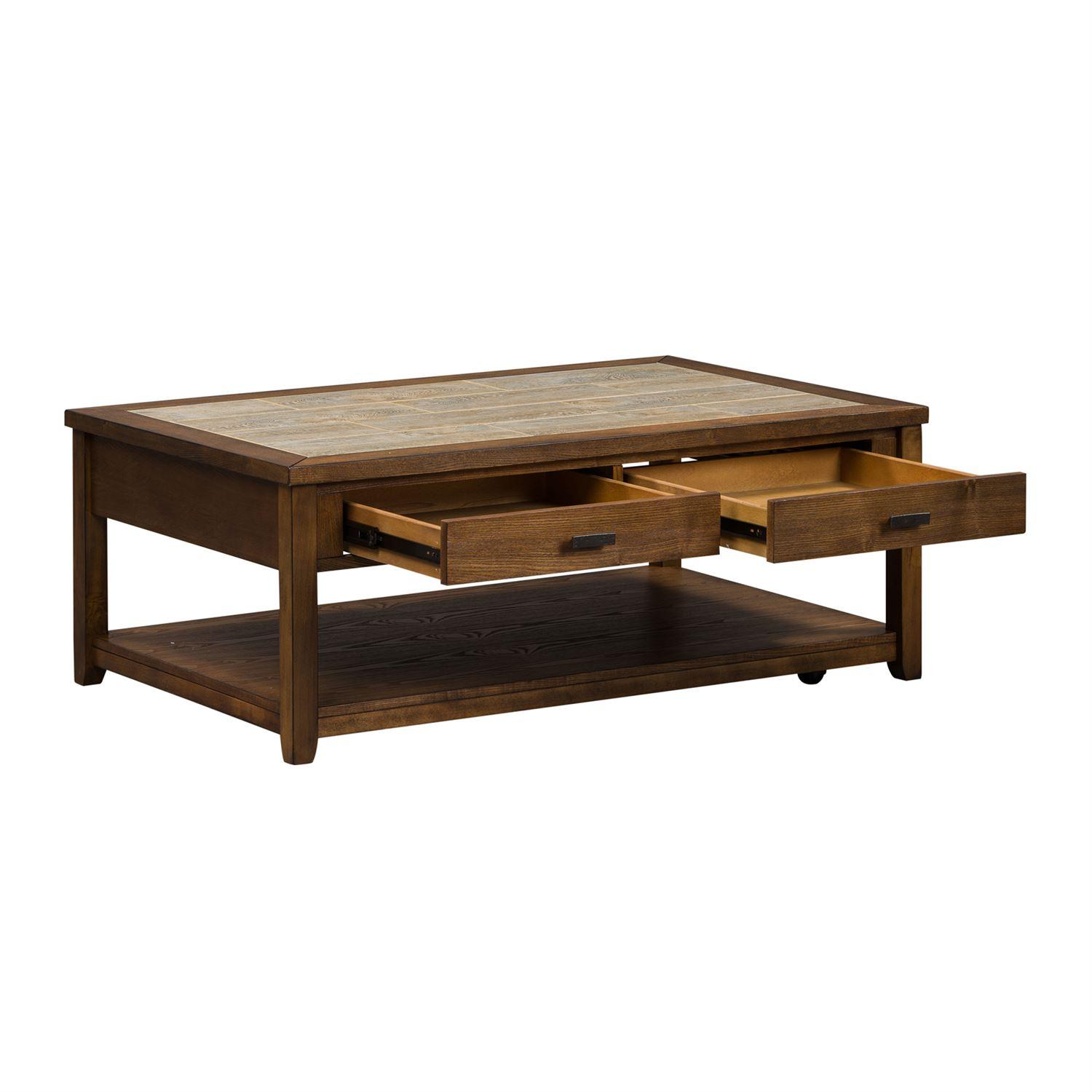 

    
Tobacco Finish Cocktail Table w/ Ceramic Tile Top Mesa Valley (147-OT) Liberty Furniture

