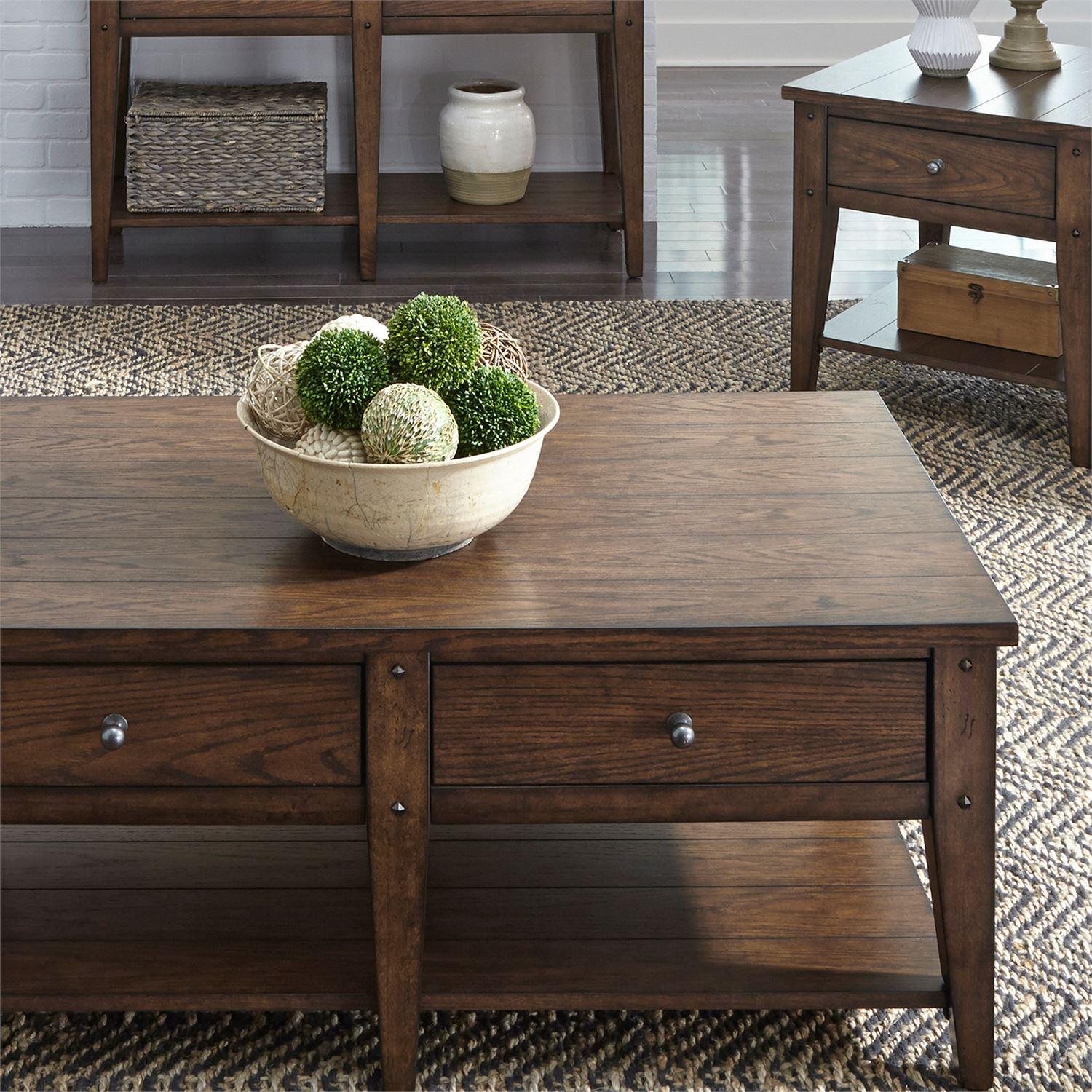 

    
Rustic Brown Wood Coffee Table Set 3 PCS Lake House (210-OT) Liberty Furniture
