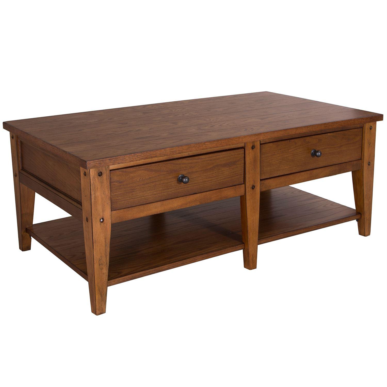 

    
Rustic Oak Finish Wood Coffee Table Set 3Pcs Lake House (110-OT) Liberty Furniture
