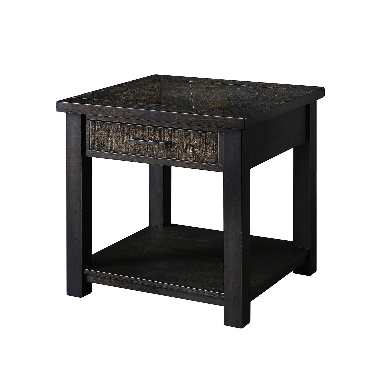 

    
Rustic Dark Oak Solid Wood End Table Furniture of America CM4123E Rhymney
