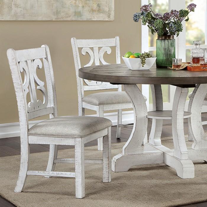 

    
Rustic Distressed White & Gray Solid Wood Round Dining Table Furniture of America CM3417GY-RT Auletta

