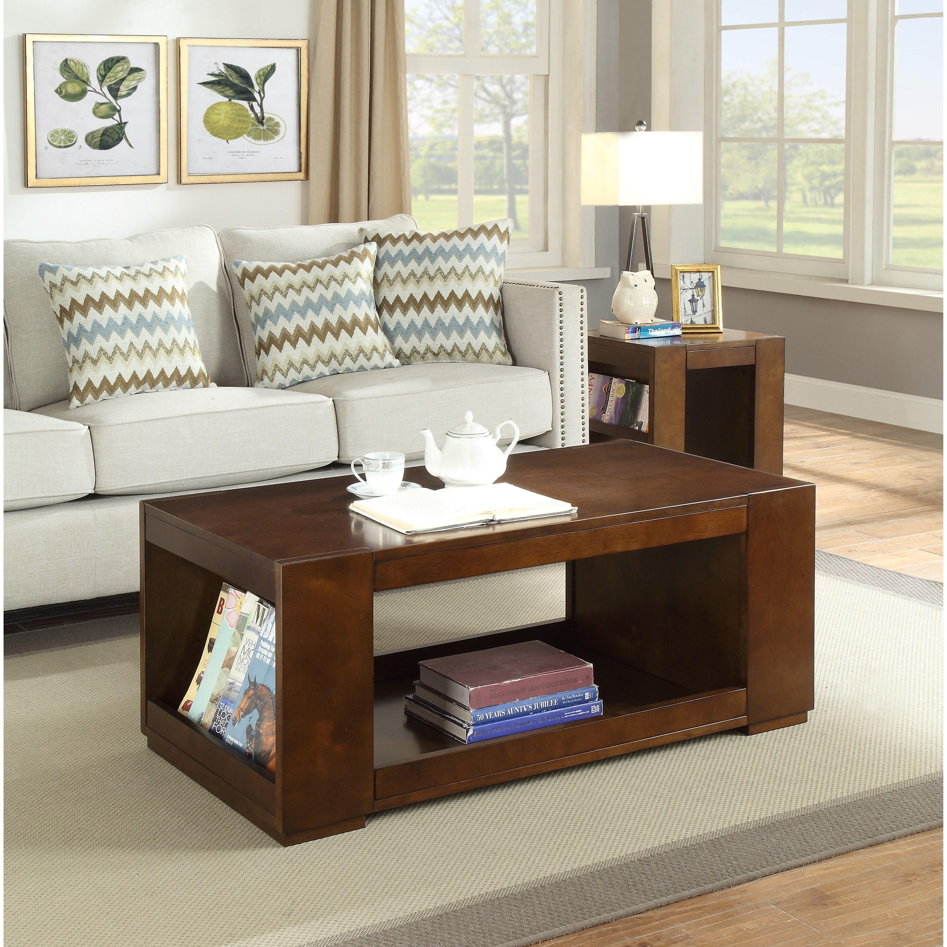 Rustic Coffee Table and 2 End Tables Pisanio 84520-3pcs in Espresso 