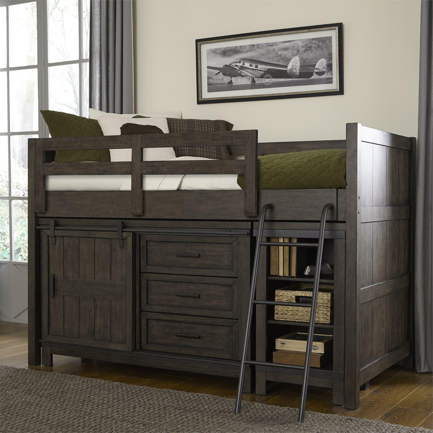 

    
Rustic Gray Wood Twin Bunk Bed Thornwood Hills (759-YBR) Liberty Furniture
