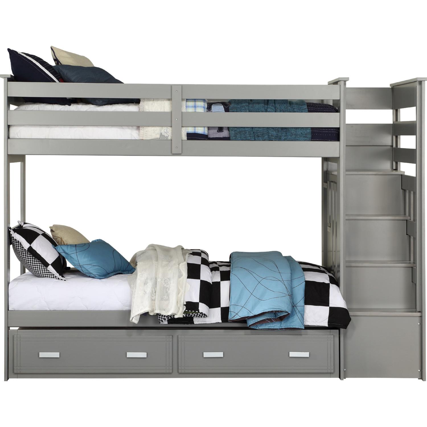

    
Rustic Gray Wood Twin/Twin Bunk Bed w/Trundle & Storage Acme Allentown 37870
