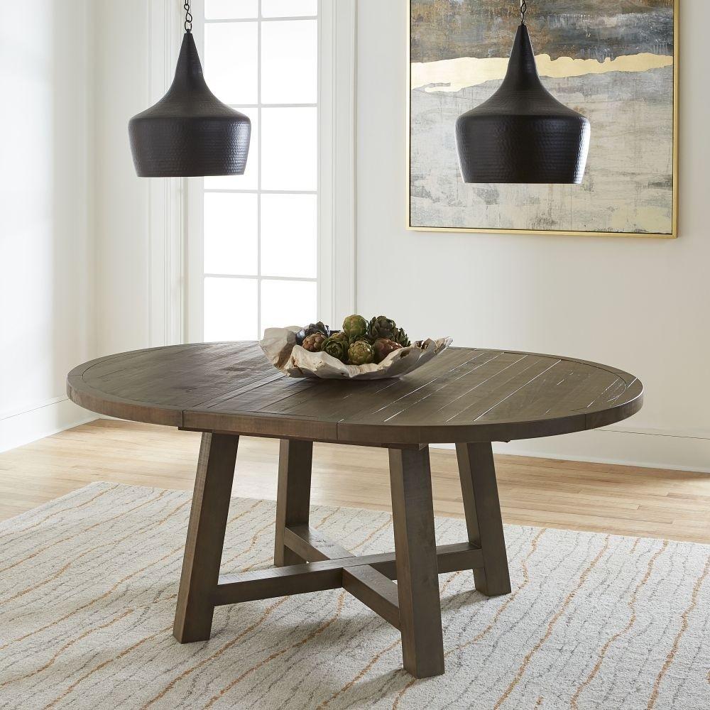 

    
Rustic Grey Finish Farmhouse Oval Dining Table TARYN by Modus Furniture
